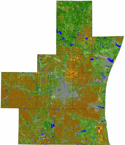 7个被研究县的土地利用情况